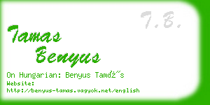 tamas benyus business card